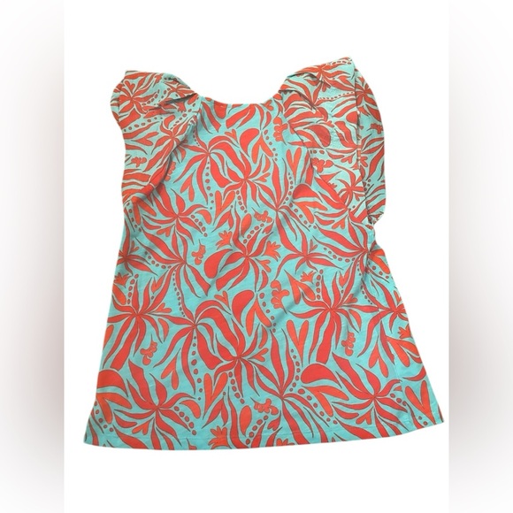 Loft Women's Red and Blue Floral Top-XXS - Picture 2 of 4